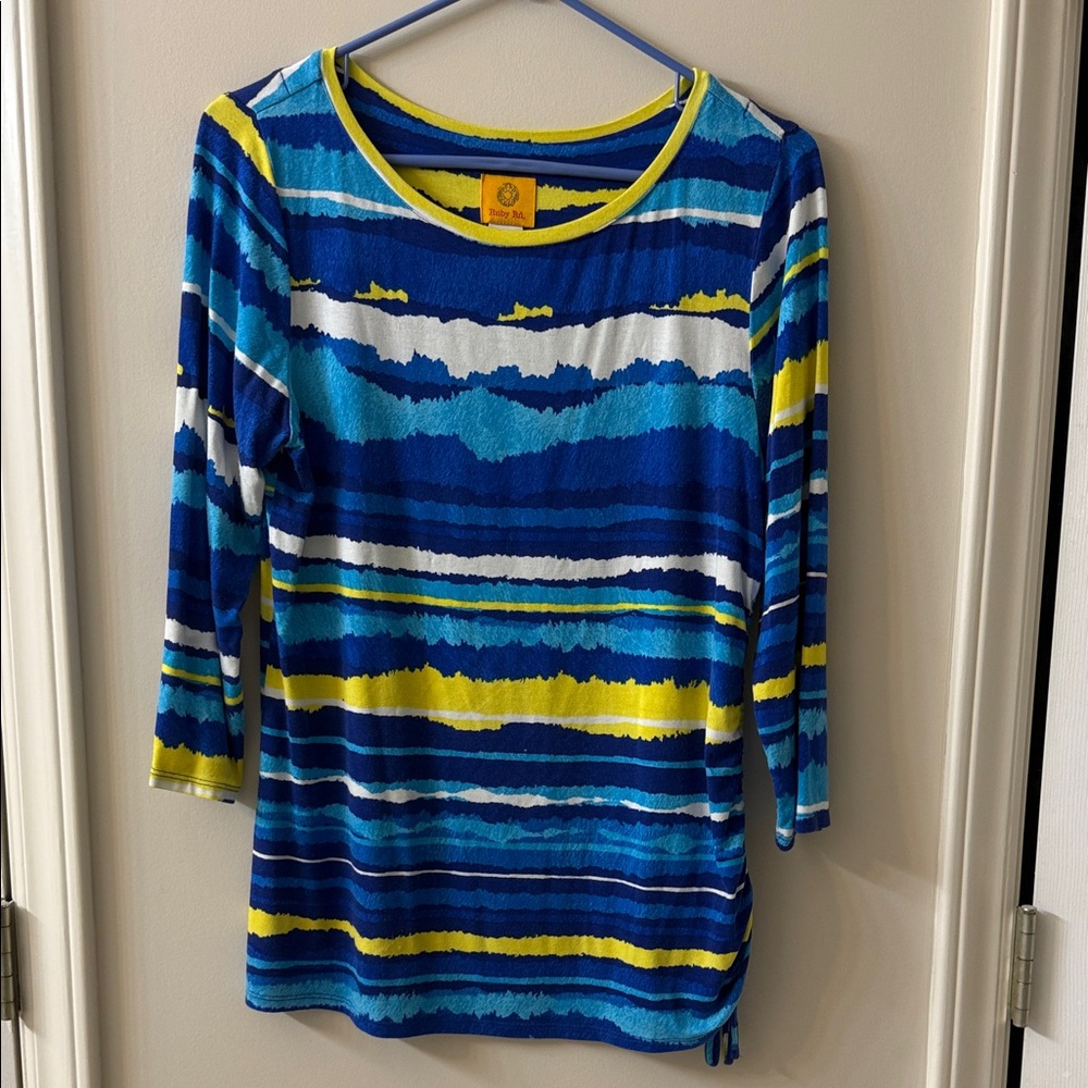 Ruby Rd. Blue and Yellow Striped Top